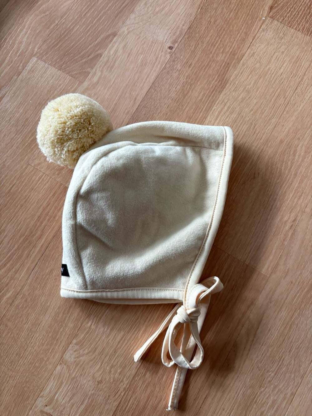Konny Winter Bonnet Size 12M Butter Yellow Fleece Pom Pom Hat